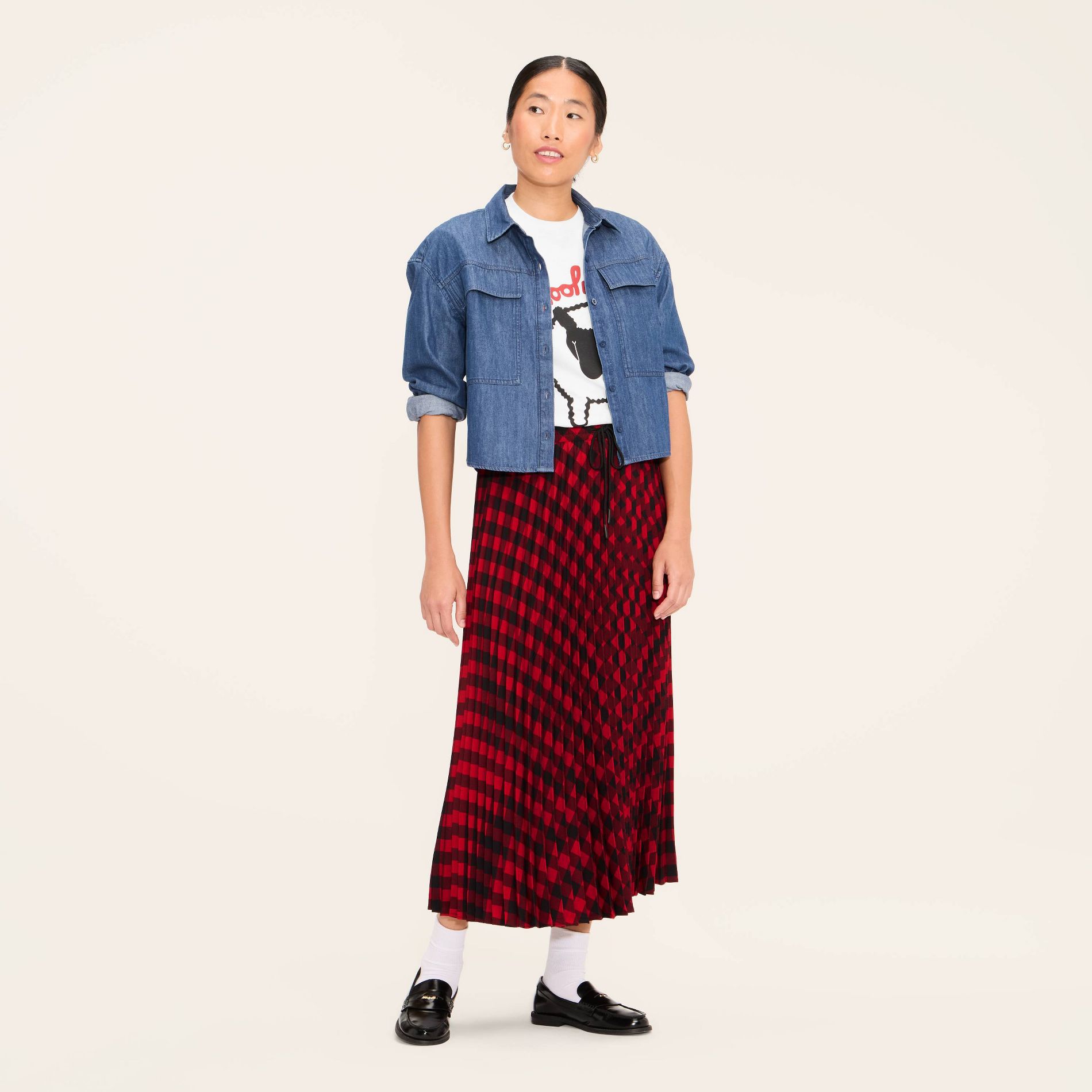 Women's Buffalo Check Midi A-Line Pleated Skirt - Woolrich x Target Red/Black