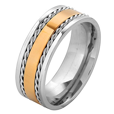Men's West Coast Jewelry Goldplated Stainless Steel Twisted Rope Inlay Band Ring (11)