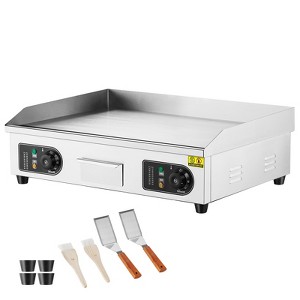 VEVOR Commercial Electric Griddle, 2800W Countertop Flat Top Grill, 122℉-572 ℉ Adjustable Temp, 25.98x15.75x0.39in Stainless Steel Griddle Grill - 1 of 4