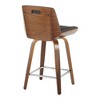 24" Mid-Century Modern Fixed-Height Counter Stool with Swivel in Wood and Fabric, Square Chrome Footrest, Set of 2 - 4 of 4