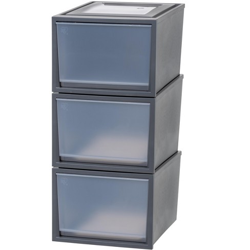 Iris Usa 44qt Plastic Clear Stackable Shallow Storage Drawers Chest Box :  Target