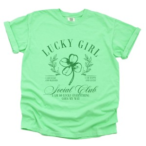 Lucky Girl Social Club Clover - Women's Garment Dyed Graphic T-Shirt - 1 of 4