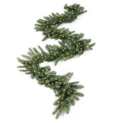 King Of Christmas 9ft Pre-lit Artificial Christmas Garland with Lights Plug Operated, King Noble Fir Xmas Garland with Lights
