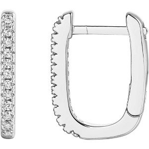 14K Gold Plated Huggie Earrings | 925 Sterling Silver with Cubic Zirconia, U-Shaped Snake Design - 1 of 4