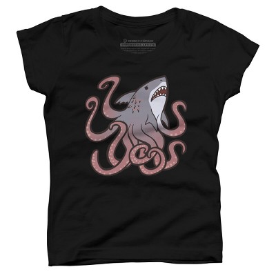 Girl's Design By Humans Sharktopus By owlapin T-Shirt
