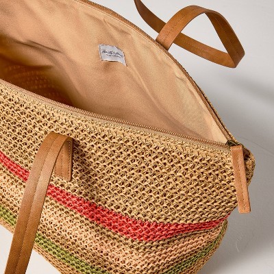 Hearth & Hand with Magnolia Woven Tote Beach Bag Striped Red/Cream/Green - Hearth & Hand™ with Magnolia — фото 3