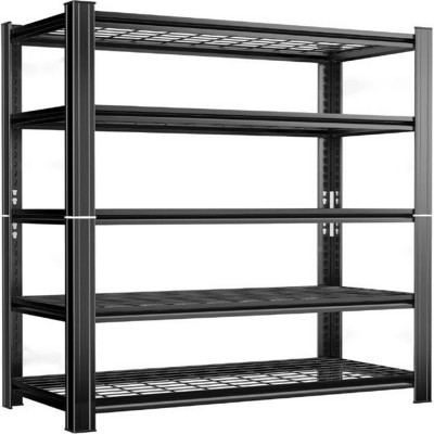 Syemin Utility Storage Shelves 5-Layer Metal Storage Rack, Adjustable Height Storage Rack, Heavy-Duty Garage Shelving Units, Black, 35.4"*15.7"*71.2"