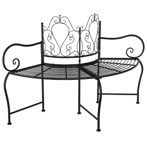 vidaXL Tree Bench Black Steel 59 in diameter Durable Tree Bench - 1 of 1