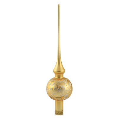 Inge Glas 12.0" Delights Matte Gold Finial Tree Topper Christmas  -  Tree Toppers