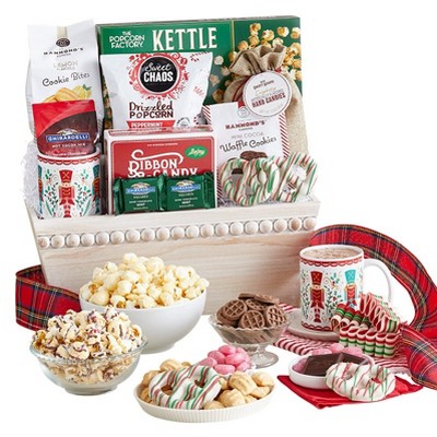 GreatFoods Festive Celebrations Wooden Basket Assortment of Sweets