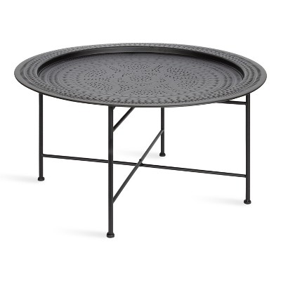 Kate and Laurel Razza Round Metal Coffee Table, 28x28x15, Black