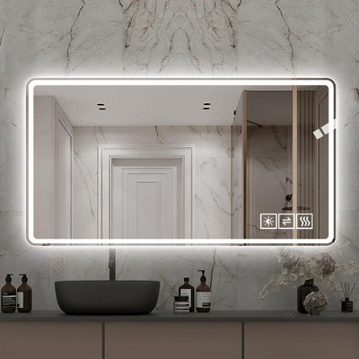 Mirror for Bathroom, Vanity Mirror for Bathroom, Wall Mounted Anti-Fog Frameless Make Up Mirror