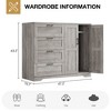 Garvee 43.3'' H Armoire Wardrobe Closet with 4 Drawers and 2 Doors, Hanging Rod, Multifunctional Wooden Dresser with Storage Closet - 3 of 4