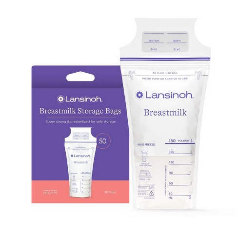 Lansinoh Breast Milk Storage Bags, Fast Freeze & Thaw Breast Milk Bags for Baby Bottle Feeding - 6oz - image 1 of 4