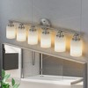 39" Modern 6-Light Vanity Wall Sconce, Brushed Nickel Finish with Frosted Glass Shades for Bathroom or Hallway Lighting (No Bulbs) - 4 of 4