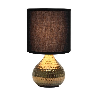 Hammered Gold Drip Mini Table Lamp with Black Shade