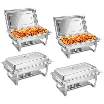 NutriChef Portable 3 Pot Electric Hot Plate Buffet Warmer Chafing Serving  Dish with Clear Lids for Restaurants, Hotels, and Parties (4 Pack)