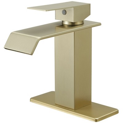 BWE Waterfall Single Hole Single-Handle Low-Arc Bathroom Faucet With Supply Line