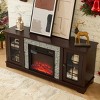 58" Fireplace TV Stand for 65 Inch TV, Modern Media Console with Glass Doors, Faux Stone & 18 Inch Electric Fireplace-3irtyhousy - 3 of 4