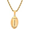 Steeltime 24" Men's 18k gold plated stainless steel american football simulated diamonds pendant - 2 of 4