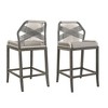 Arceso Outdoor Bar Stools, Rattan Outdoor Counter Height Bar Stools Set of 2, 26.5" H Woven Rope Patio Bar Chairs with Aluminum Legs for Kitchen - 2 of 4