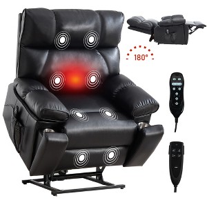 MAYEERTY Electric Power Lift Recliner Massage Chair for Elderly with Cup Holders, Power-Remote, Heat Massage Dual Motor Infinite Position, Black - 1 of 4