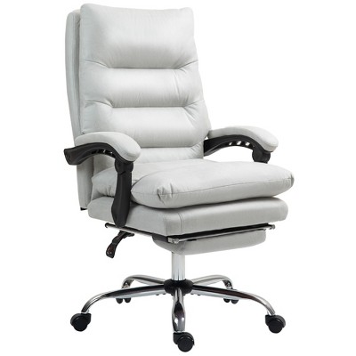 Microfibre Massage Office Chair, Heated Reclining Chair with Footrest, Double-tier Padding, Swivel Wheels