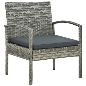 vidaXL Patio Chair with Cushion Poly Rattan Gray - 1 of 4