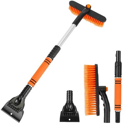 Racxily 3 In 1 Windshield Ice Scraper Extendable Car Snow Removal Tool Telescoping Car Broom Snow Shovel Automobile Frost Removal