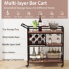 Tangkula 3-Tier Bar Cart Wheels Rolling Serving Cart with Wine Rack and Glass Holder Industrial Storage for Kitchen Dining Room Rustic Brown/Brown - 4 of 4