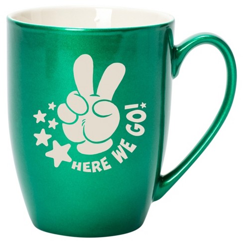 100 North Peace Sign 10 Ounce Emerald Green Metallic Finish, Comfortably Fits Your Hands, New Bone China Coffee Tea Cup Mug, Here We Go! - image 1 of 1