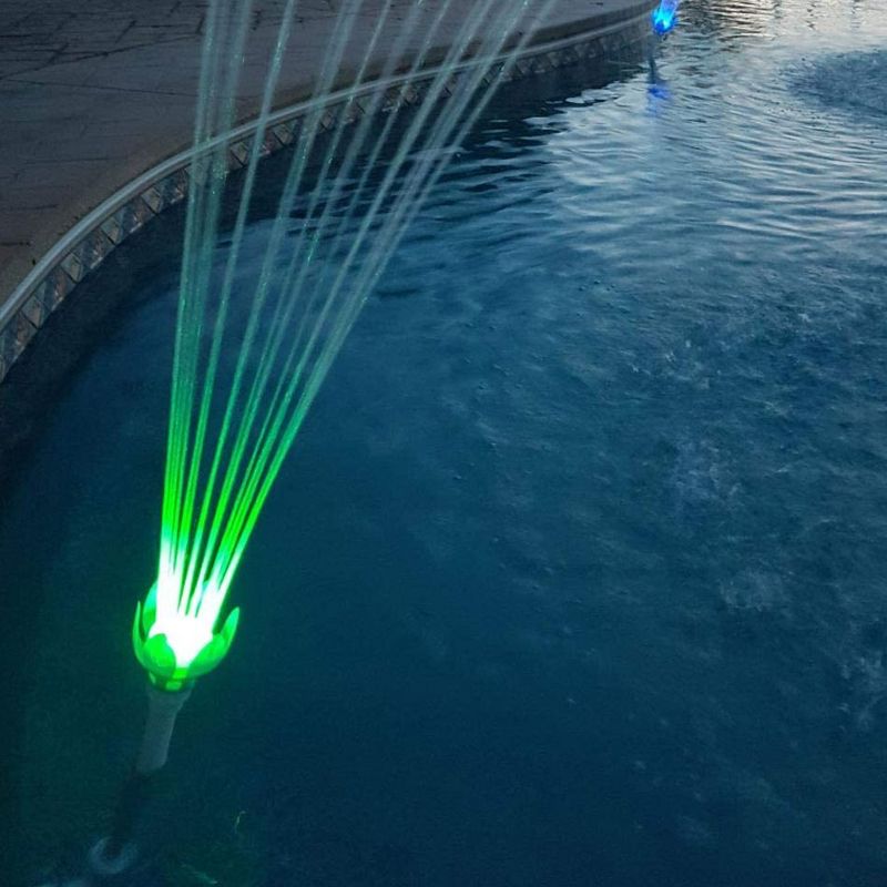 Magic Pool Fountain Multicolor LED Water Powered Swimming Pool Fountain w/Color Changing Light Bulb, Pool Jet Powered No Electricity, Red, Green, Blue, 5 of 7