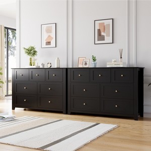 Set of 2 Dresser for Bedroom, 7 Chest of Drawer Dresser Organizer, Wood Storage Cabinet for Living Room, Closet Storage, Entryway, Hallway - 1 of 4