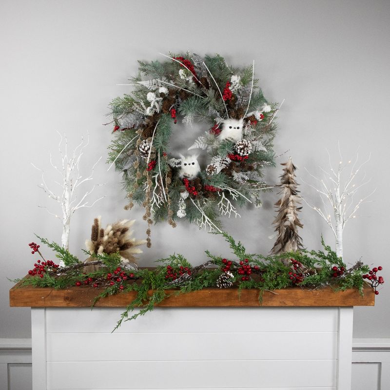 Northlight Real Touch™ Snowy Pine Owls and Berries Artificial Christmas Wreath - 34" - Unlit, 2 of 10