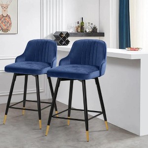 Bekrvio Swivel Barstools with Back, Counter Height, Velvet Upholstered - 1 of 4