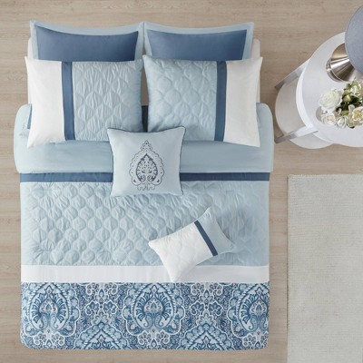 8pc California King Stacie Comforter Set Blue - 510 Design : Target