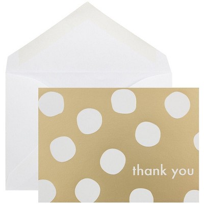 JAM Paper Blank Thank You Cards Set Gold Polka Dot 10/Pack D41109TYGLMB