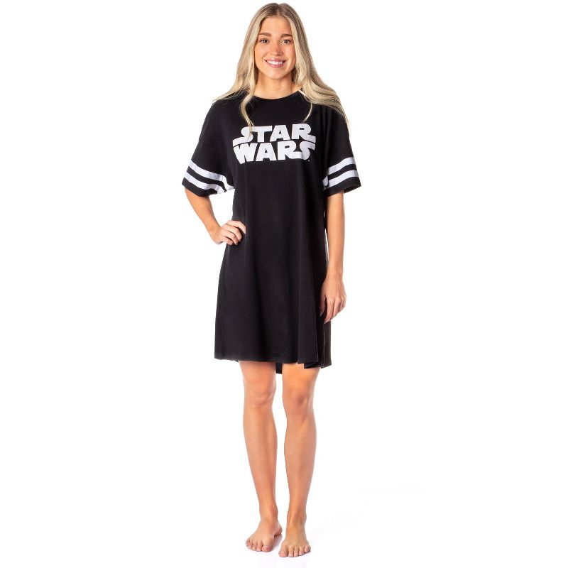 Star Wars Womens' Movie Film Title Logo Nightgown Sleep Pajama Shirt Black, 4 of 5