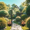 Mlmh & Kngwa 97.2"H Metal Garden Arch with Gate and planter - 3 of 4