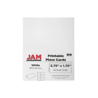 JAM Paper Printable Place Cards 3 3/4 x 1 3/4 White Placecards 12/Pack 2225916894
