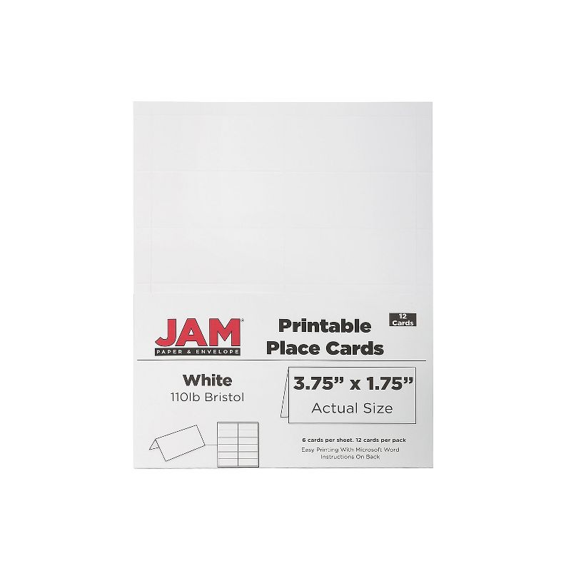 JAM Paper Printable Place Cards 3 3/4 x 1 3/4 White Placecards 12/Pack 2225916894, 1 of 4