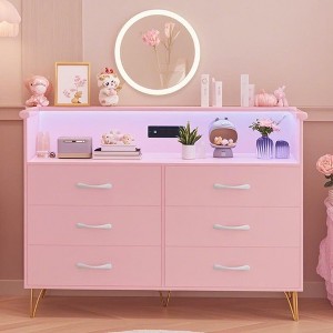 Jojoka Dresser for Bedroom with LED Light & Charging Station - 1 of 4