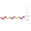 EVERLY JEWELRY | Yellow Plated Sterling Silver 29 7/8ct TGW Created Pink Sapphire Leaf Necklace and Bracelet - 2 of 4