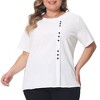 Agnes Orinda Women's Plus Size Lightweight Soft Short Sleeve Round Neck Cotton Linen Casual T-Shirts - 2 of 4