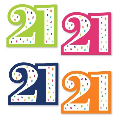 Big Dot of Happiness 21st Birthday - Cheerful Happy Birthday - DIY Shaped Colorful Twenty-First Birthday Party Cut-Outs - 24 Count