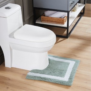 Hotel Bath Rug 100% Premium Cotton Tufted Two Tone Reversible Bathroom Rug, Soft & Water Absorbent, Machine Washable Bath Mat - 1 of 4