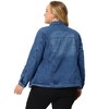 Agnes Orinda Women's Plus Size Classic Denim Washed Front Long Sleeve Casual Jean Jackets - 4 of 4