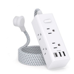Itopfox Power Strip with 6 Outlets & 3 USB Ports (1 USB C), 5ft Extension Cord, Wall Mountable Surge Protector for Home Office Dorm Travel - 1 of 4