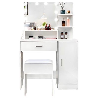 SKONYON Makeup Vanity with Drawers Vanity Desk with Mirror and Lights ...