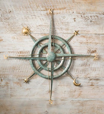 Top Brass Large 24 Indoor / Outdoor Metal Compass Rose - Nautical